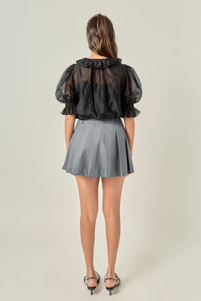 ENGLISH FACTORY - Ruffled Short Sleeves Blouse - SHIRTS & BLOUSES available at Objectrare