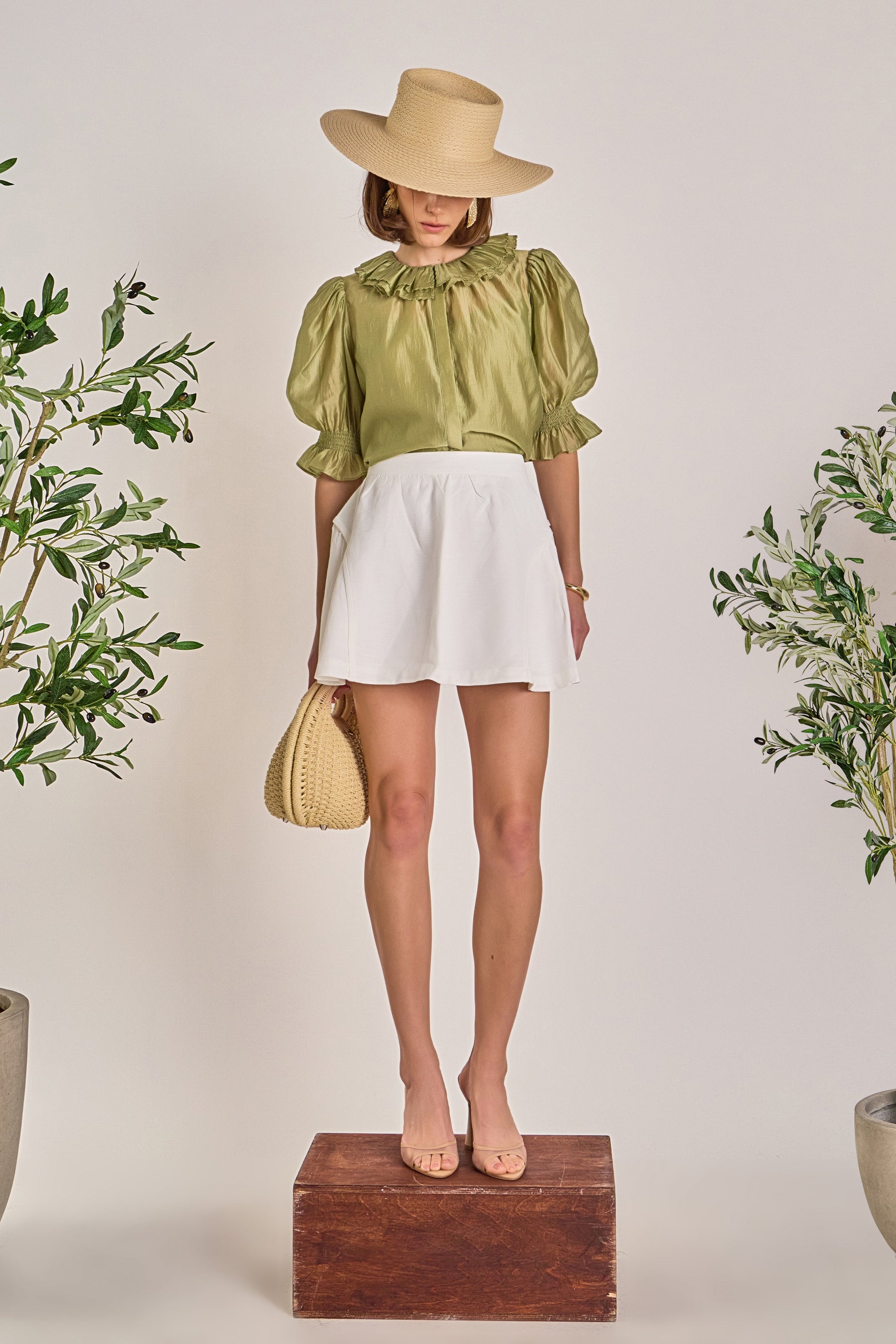ENGLISH FACTORY - Ruffled Short Sleeves Blouse - SHIRTS & BLOUSES available at Objectrare