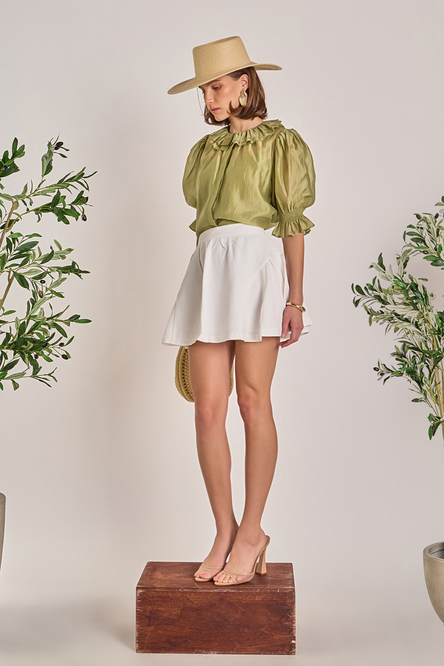 ENGLISH FACTORY - Ruffled Short Sleeves Blouse - SHIRTS & BLOUSES available at Objectrare