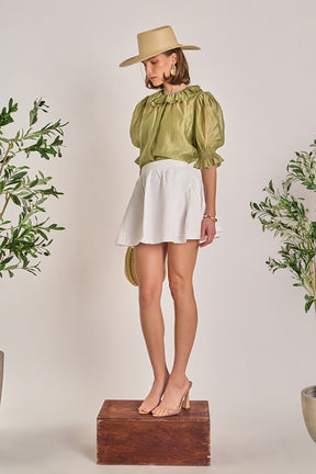 ENGLISH FACTORY - Ruffled Short Sleeves Blouse - SHIRTS & BLOUSES available at Objectrare