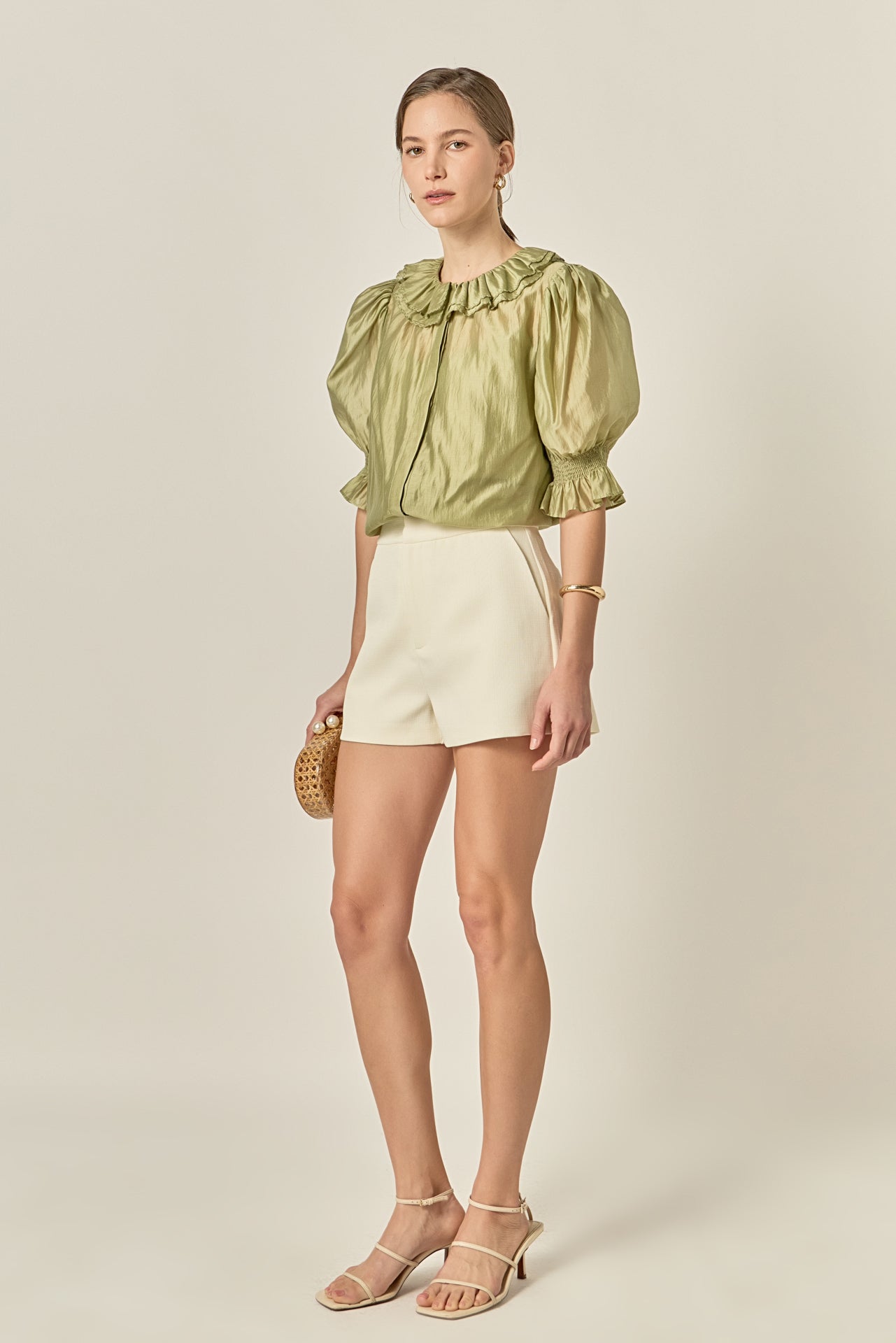 ENGLISH FACTORY - Ruffled Short Sleeves Blouse - SHIRTS & BLOUSES available at Objectrare