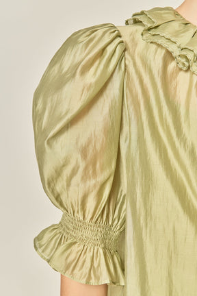 ENGLISH FACTORY - Ruffled Short Sleeves Blouse - SHIRTS & BLOUSES available at Objectrare
