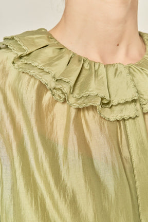ENGLISH FACTORY - Ruffled Short Sleeves Blouse - SHIRTS & BLOUSES available at Objectrare