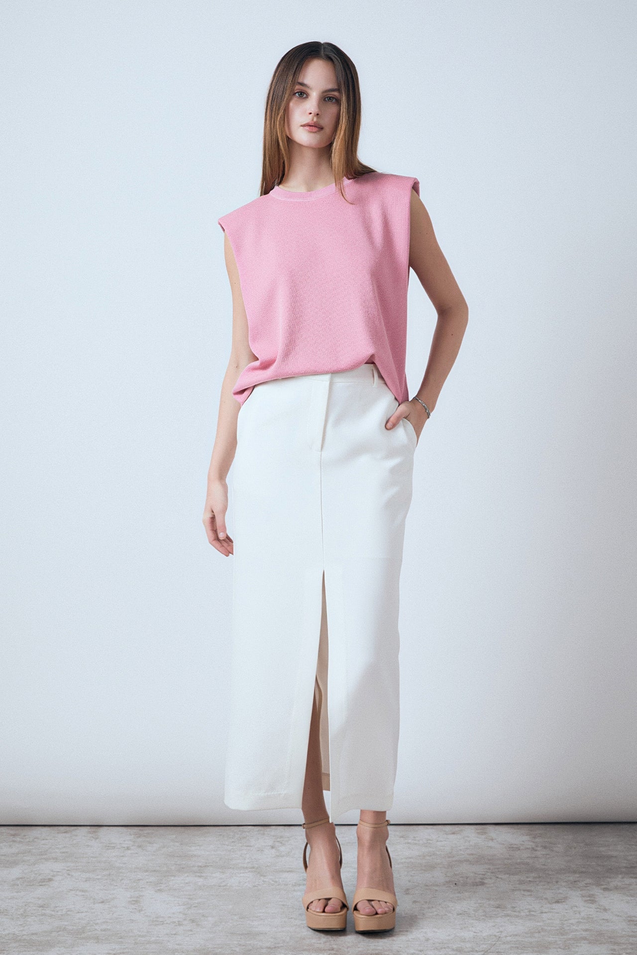 ENDLESS ROSE - Glitter Power Shoulder Knit Top - TOPS available at Objectrare