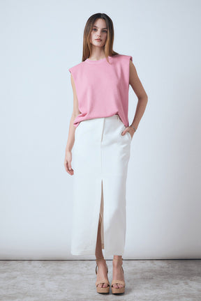 ENDLESS ROSE - Glitter Power Shoulder Knit Top - TOPS available at Objectrare