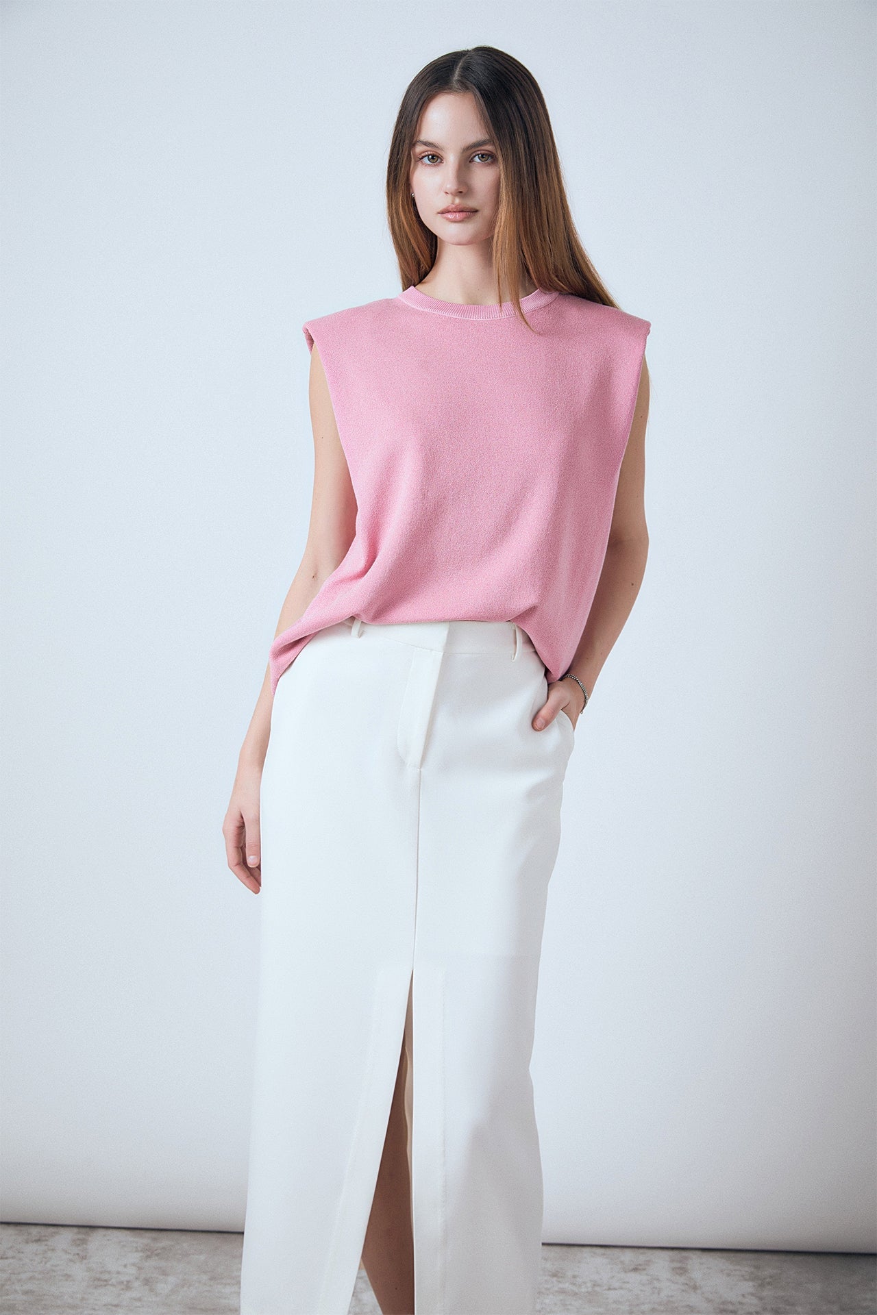 ENDLESS ROSE - Glitter Power Shoulder Knit Top - TOPS available at Objectrare