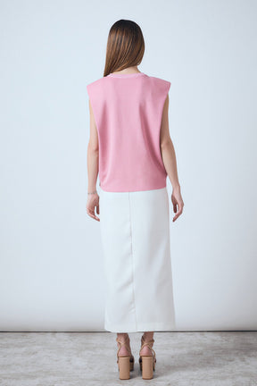ENDLESS ROSE - Glitter Power Shoulder Knit Top - TOPS available at Objectrare