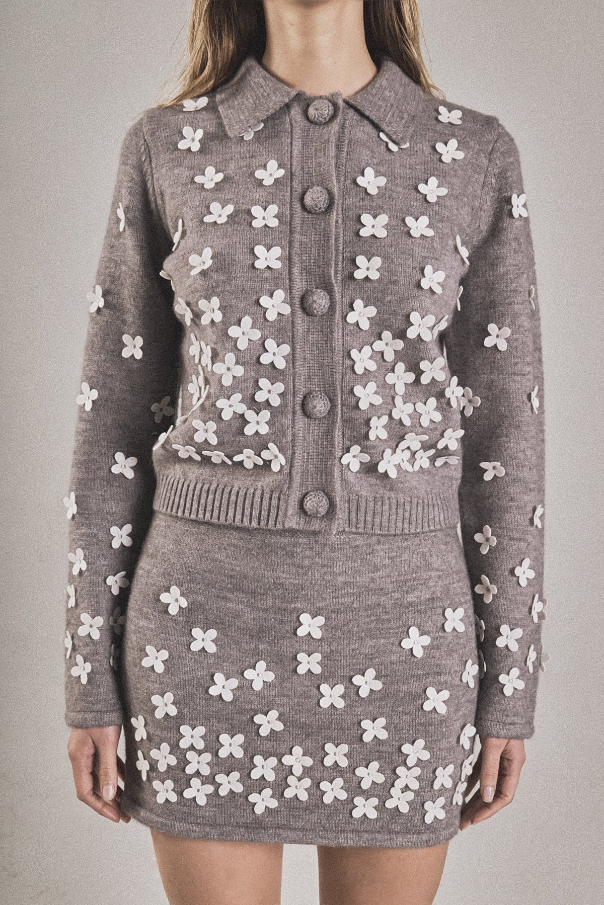 ENDLESS ROSE - Flower Detail Knit Cardigan - SWEATERS & KNITS available at Objectrare