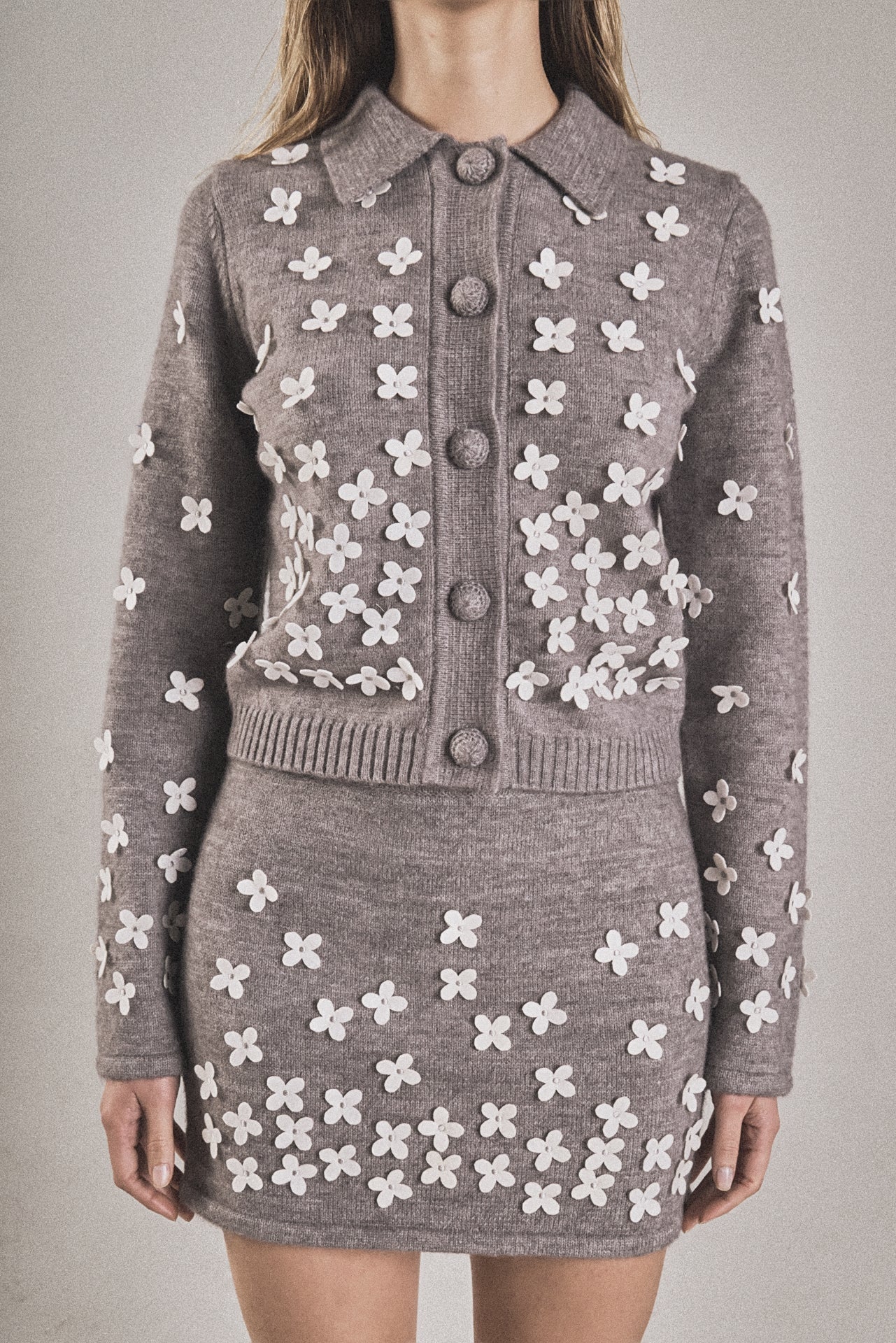 ENDLESS ROSE - Flower Detail Knit Cardigan - SWEATERS & KNITS available at Objectrare