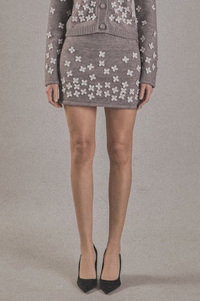 ENDLESS ROSE - Flower Detail Knit Skirt - SKIRTS available at Objectrare