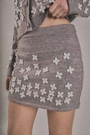 ENDLESS ROSE - Flower Detail Knit Skirt - SKIRTS available at Objectrare