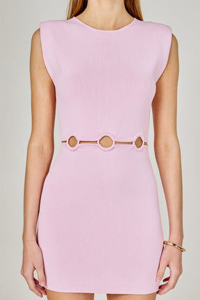 ENDLESS ROSE - Ring Detailed Power Shoulder Knit Mini Dress - DRESSES available at Objectrare