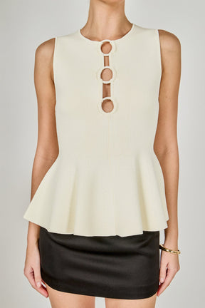 ENDLESS ROSE - Ring Detailed Flare Knit Top - TOPS available at Objectrare