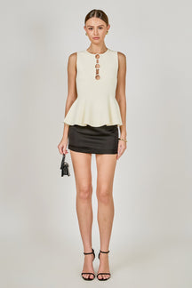 ENDLESS ROSE - Ring Detailed Flare Knit Top - TOPS available at Objectrare