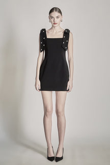 ENDLESS ROSE - Mini Dress With Rhinestone & Pearl Embellished Bow - DRESSES available at Objectrare