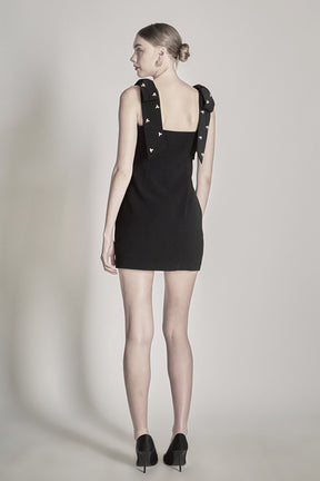 ENDLESS ROSE - Mini Dress With Rhinestone & Pearl Embellished Bow - DRESSES available at Objectrare