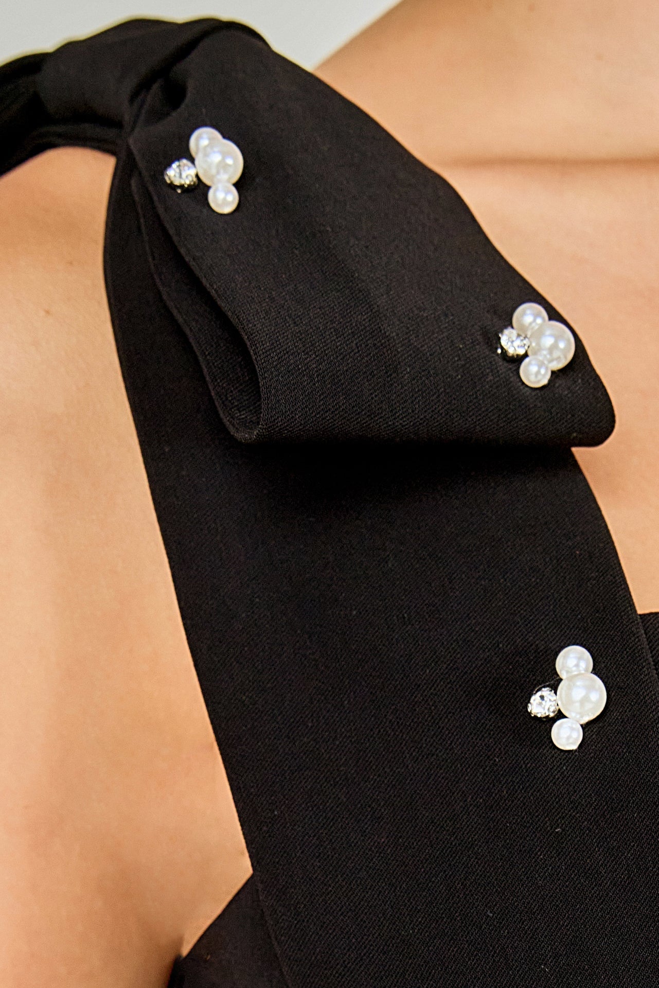 ENDLESS ROSE - Mini Dress With Rhinestone & Pearl Embellished Bow - DRESSES available at Objectrare