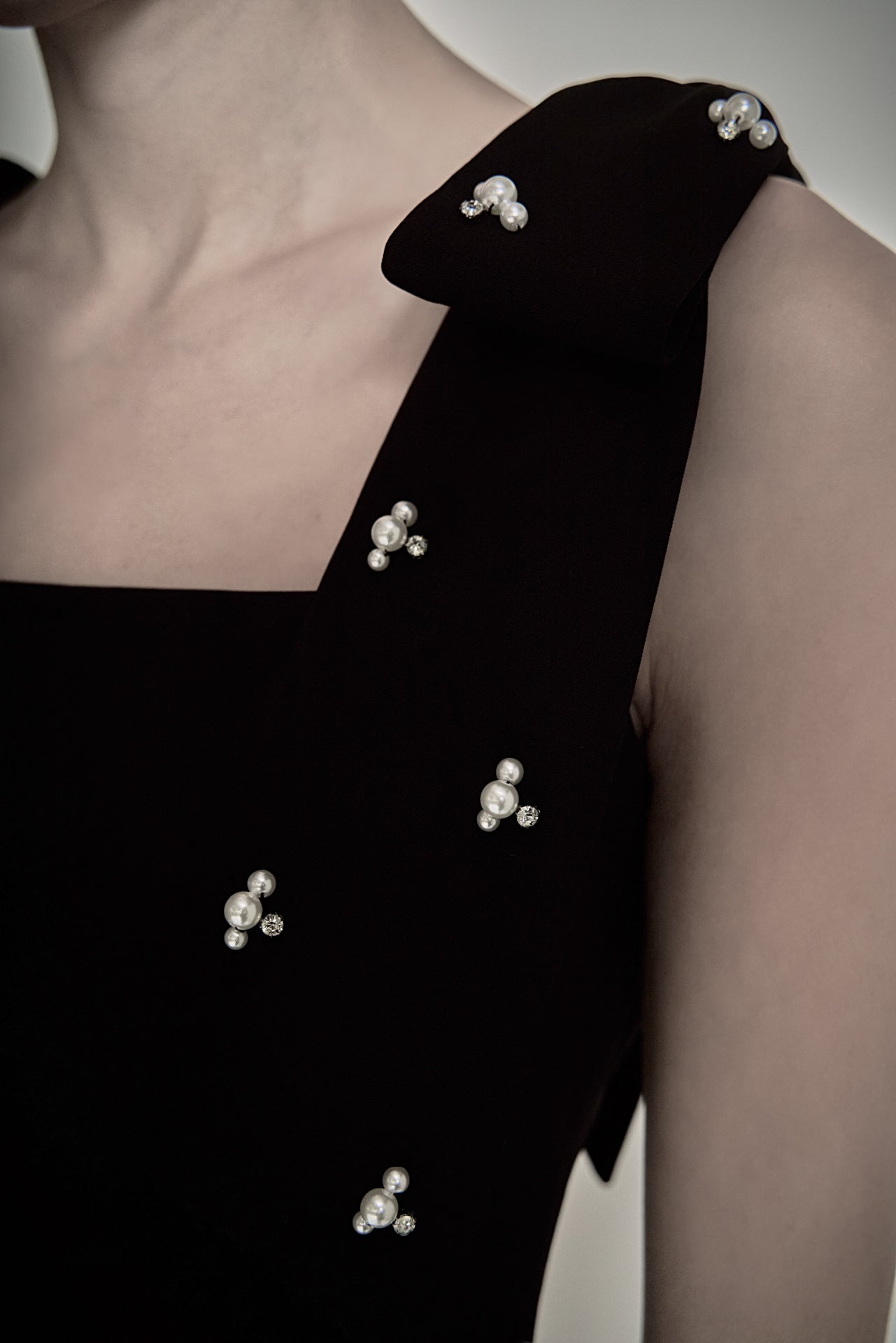 ENDLESS ROSE - Mini Dress With Rhinestone & Pearl Embellished Bow - DRESSES available at Objectrare