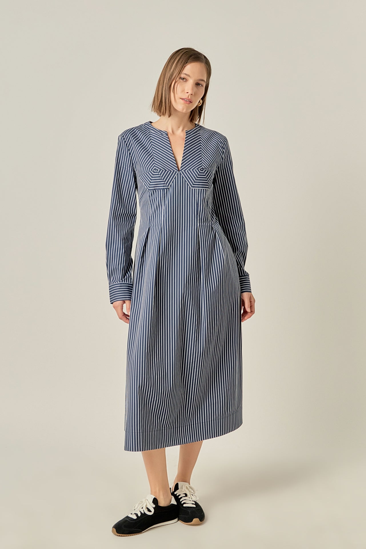 ENGLISH FACTORY - Bella Stripe Origami Midi Dress - DRESSES available at Objectrare