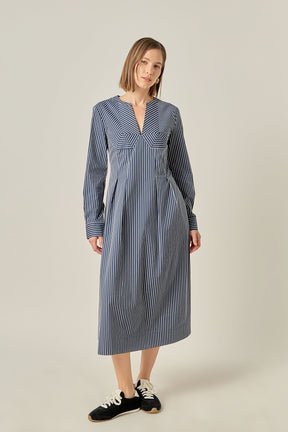 ENGLISH FACTORY - Bella Stripe Origami Midi Dress - DRESSES available at Objectrare