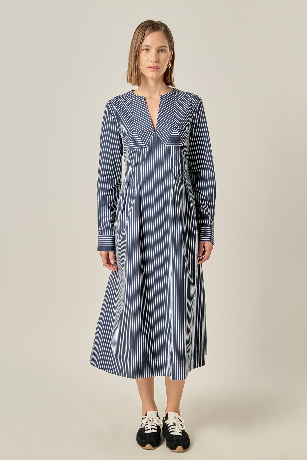 ENGLISH FACTORY - Bella Stripe Origami Midi Dress - DRESSES available at Objectrare