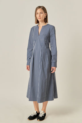 ENGLISH FACTORY - Bella Stripe Origami Midi Dress - DRESSES available at Objectrare