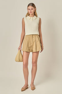 ENGLISH FACTORY - Tuck Detailed Shorts - SHORTS available at Objectrare