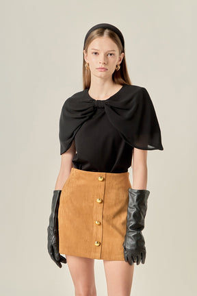 ENGLISH FACTORY - Bow Mixed Media Top - TOPS available at Objectrare