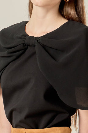 ENGLISH FACTORY - Bow Mixed Media Top - TOPS available at Objectrare