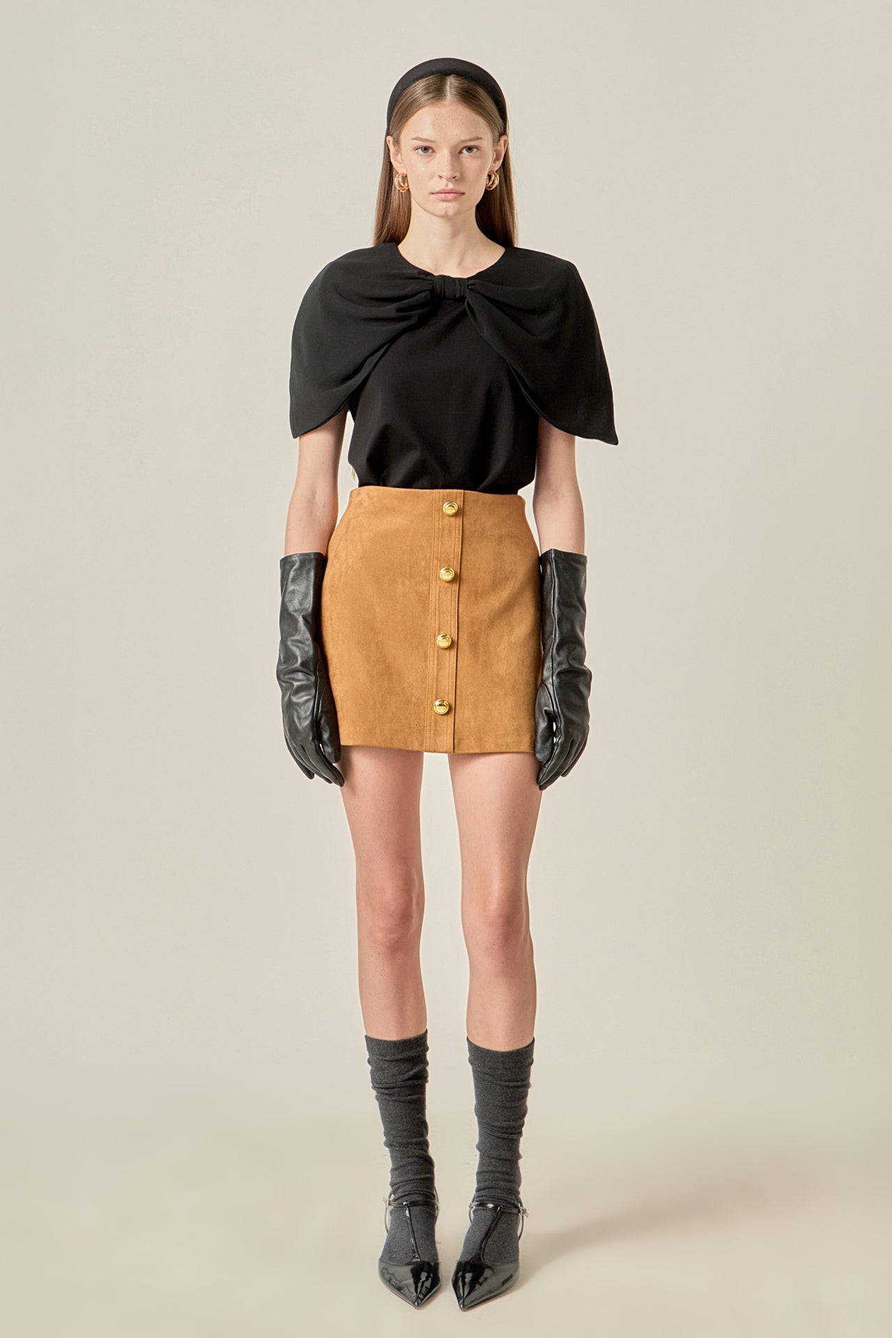 ENGLISH FACTORY - Bow Mixed Media Top - TOPS available at Objectrare