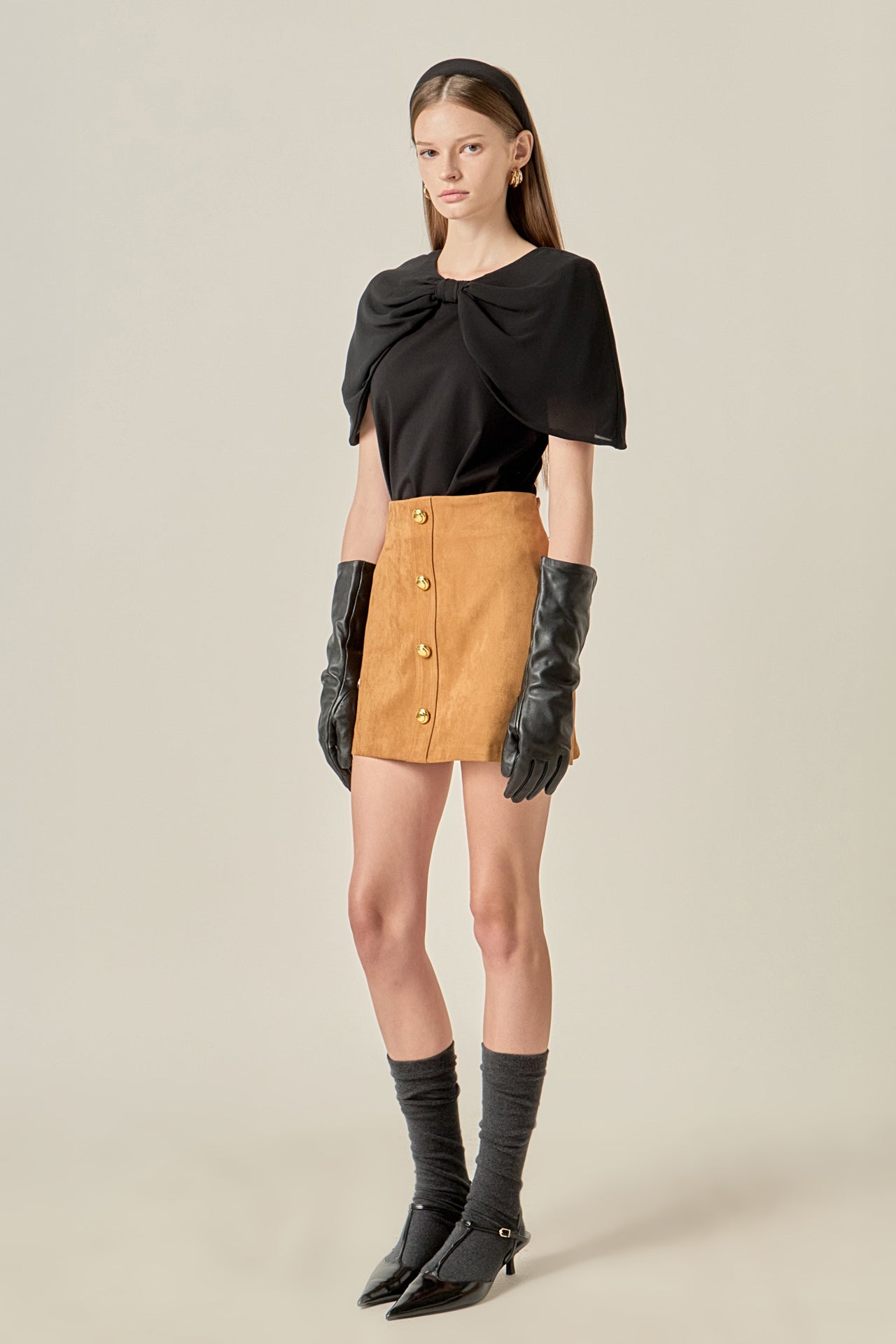 ENGLISH FACTORY - Bow Mixed Media Top - TOPS available at Objectrare