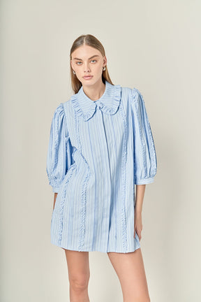 ENGLISH FACTORY - Pintuck and Ruffle Detail Shirt Dress - DRESSES available at Objectrare