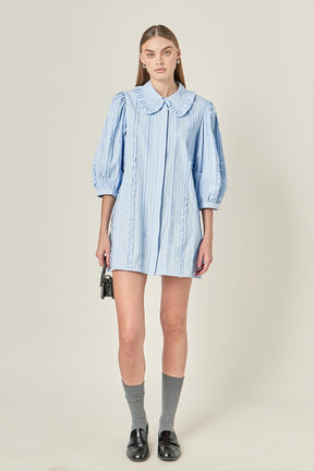 ENGLISH FACTORY - Pintuck and Ruffle Detail Shirt Dress - DRESSES available at Objectrare