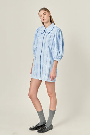 ENGLISH FACTORY - Pintuck and Ruffle Detail Shirt Dress - DRESSES available at Objectrare