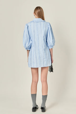 ENGLISH FACTORY - Pintuck and Ruffle Detail Shirt Dress - DRESSES available at Objectrare