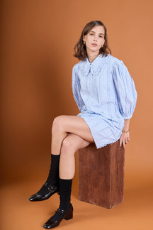 ENGLISH FACTORY - Pintuck and Ruffle Detail Shirt Dress - DRESSES available at Objectrare