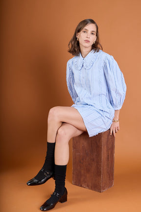 ENGLISH FACTORY - Pintuck and Ruffle Detail Shirt Dress - DRESSES available at Objectrare