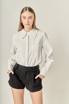 ENGLISH FACTORY - Classic Pintuck Ruffle Shirt - SHIRTS & BLOUSES available at Objectrare