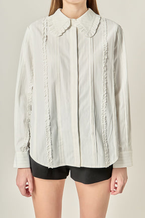 ENGLISH FACTORY - Classic Pintuck Ruffle Shirt - SHIRTS & BLOUSES available at Objectrare
