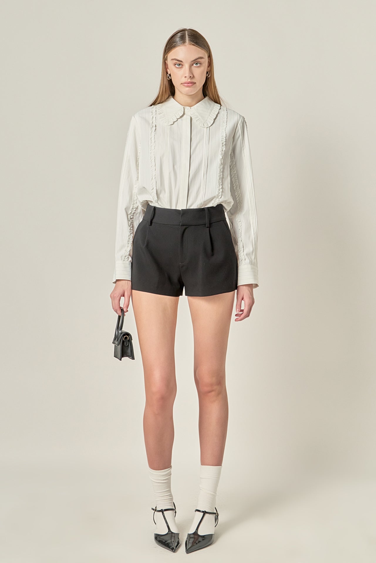 ENGLISH FACTORY - Classic Pintuck Ruffle Shirt - SHIRTS & BLOUSES available at Objectrare