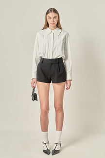 ENGLISH FACTORY - Classic Pintuck Ruffle Shirt - SHIRTS & BLOUSES available at Objectrare