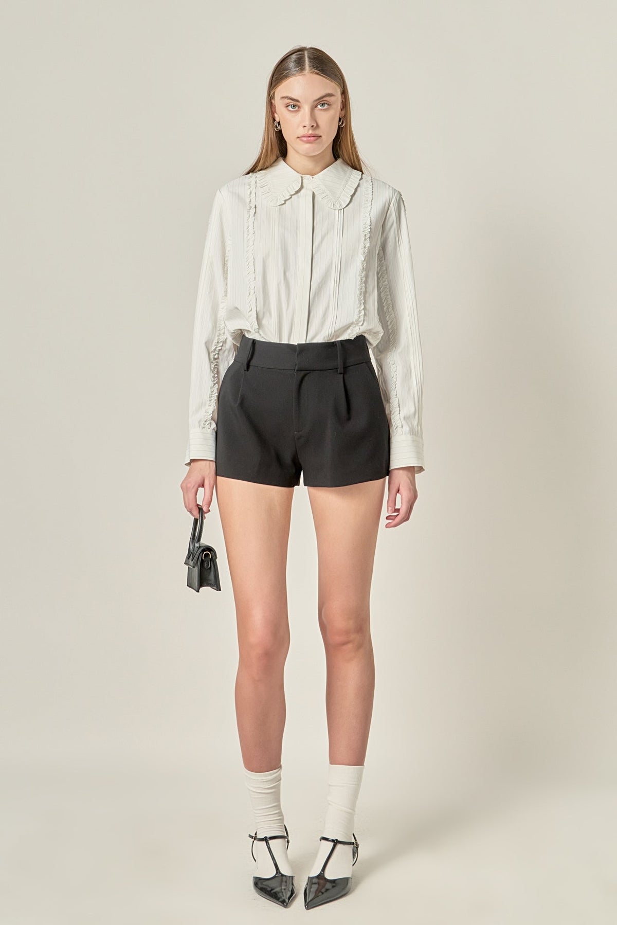ENGLISH FACTORY - Classic Pintuck Ruffle Shirt - SHIRTS & BLOUSES available at Objectrare
