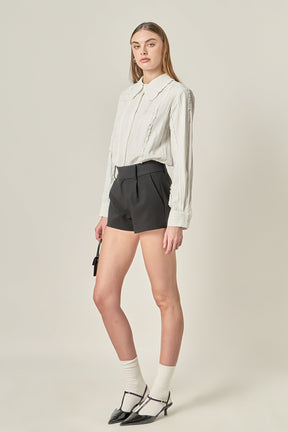 ENGLISH FACTORY - Classic Pintuck Ruffle Shirt - SHIRTS & BLOUSES available at Objectrare