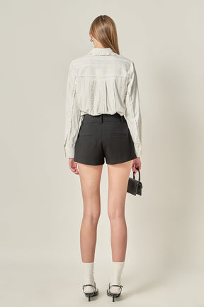 ENGLISH FACTORY - Classic Pintuck Ruffle Shirt - SHIRTS & BLOUSES available at Objectrare