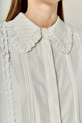 ENGLISH FACTORY - Classic Pintuck Ruffle Shirt - SHIRTS & BLOUSES available at Objectrare
