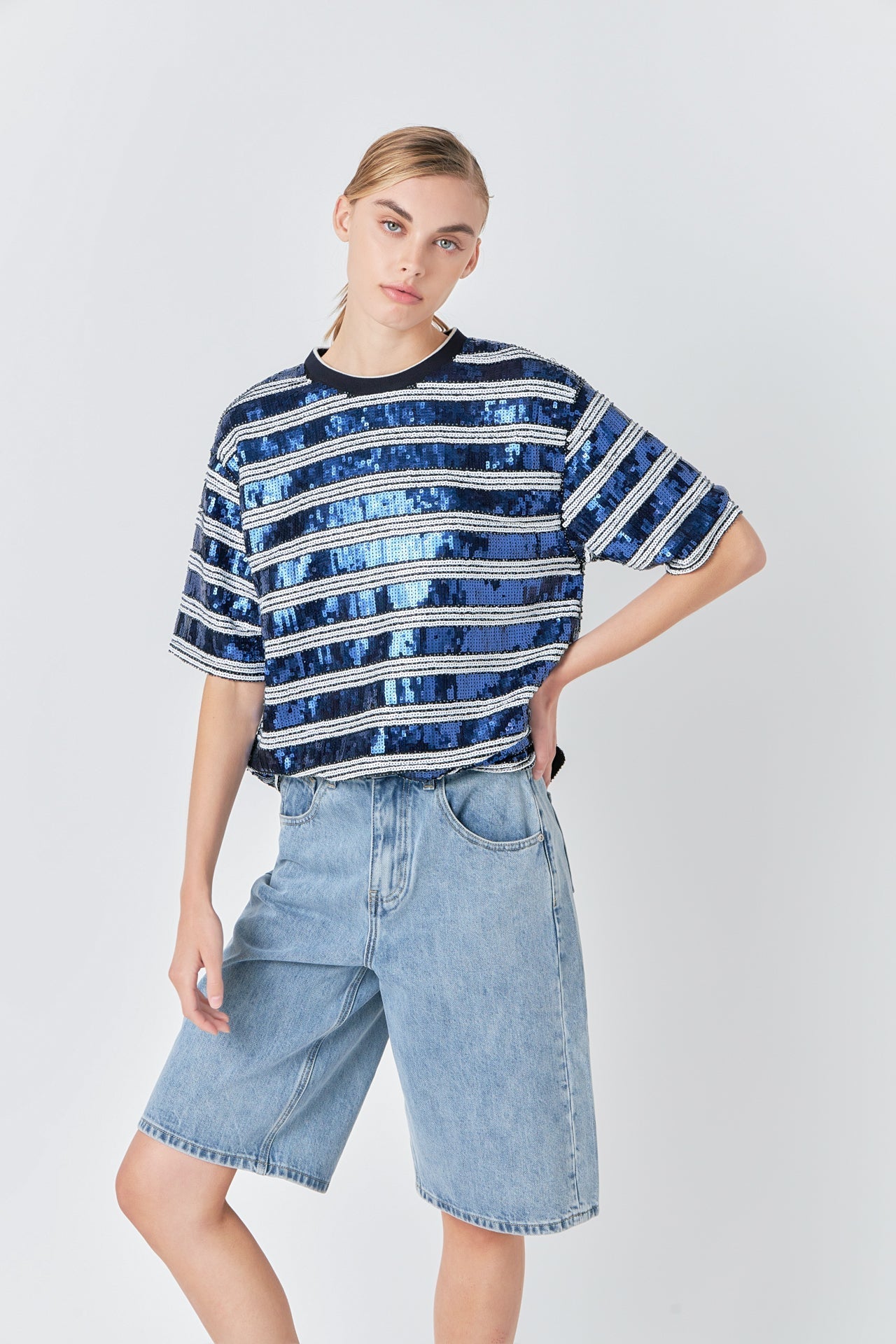 GREY LAB - Grey Lab - Sequin Stripe Top - TOPS available at Objectrare