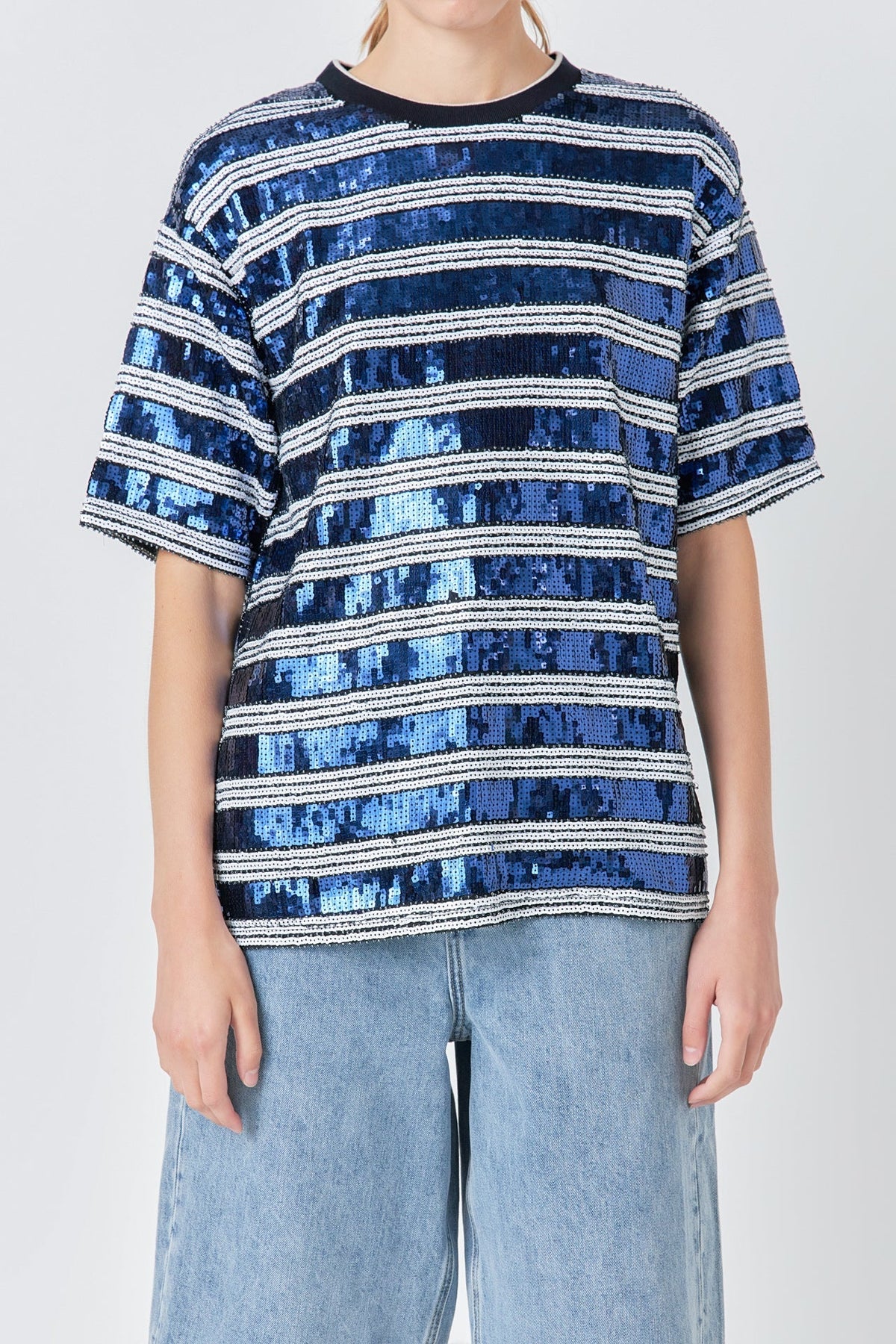 GREY LAB - Sequin Stripe Top - TOPS available at Objectrare