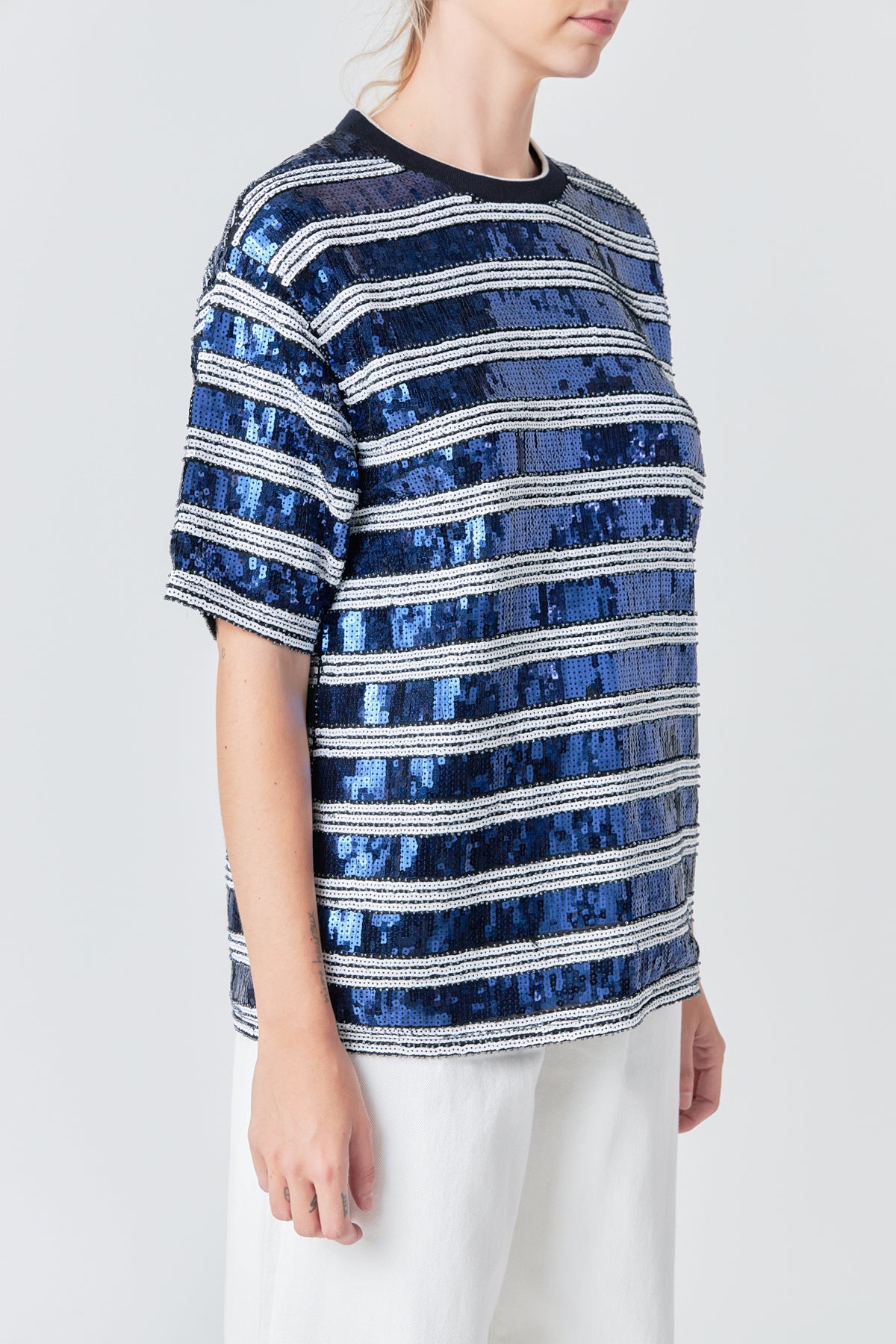 GREY LAB - Sequin Stripe Top - TOPS available at Objectrare