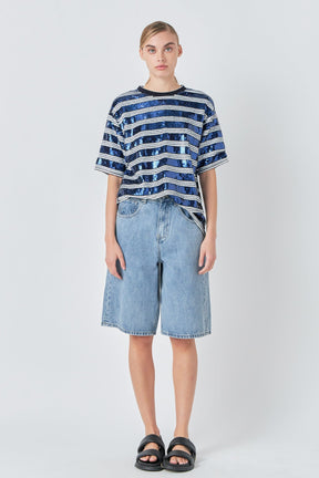 GREY LAB - Sequin Stripe Top - TOPS available at Objectrare