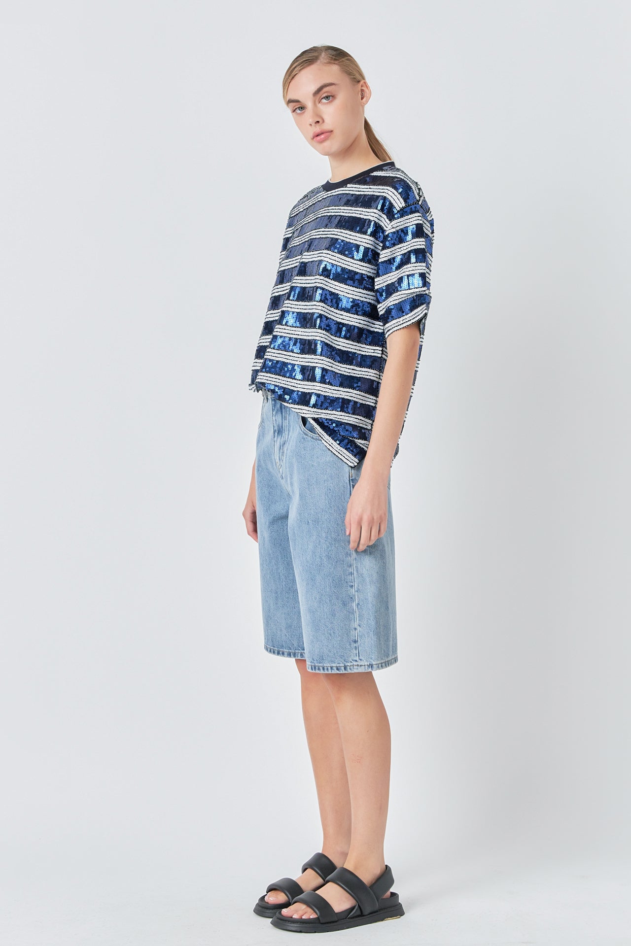 GREY LAB - Grey Lab - Sequin Stripe Top - TOPS available at Objectrare